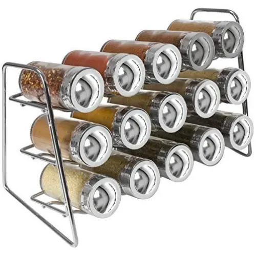 3-stufige Gewürzregal Organizer von Sorbus mit 15 Glas-Gewürzflaschen, ideal für Arbeitsflächen, Schränke, Küche, Esszimmer, Vorratskammer Aufbewahrung