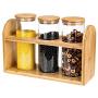 Assiduousic Glass Food Storage Canisters Lead-free Non-toxic Moisture-proof Perspective Glass Jars With Sealing Bamboo Cover For Biscuits Candies Spices Cereals