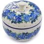 Polish Pottery 4?-inch Apple Shaped Jar made by Ceramika Artystyczna (Blue Garland Theme) + Certificate of Authenticity