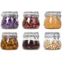 ComSaf Airtight Glass Canister Set of 6 with Lids 17oz Food Storage Jar Round - Storage Container with Clear Preserving Seal Wire Clip Fastening for Kitchen Canning Cereal,Pasta,Sugar,Beans,Spice