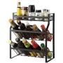 Stainless Steel Freestanding Spice Rack Organizer, Jar Cans Bottles Storage Shelf Holder for Home Bathroom, Kitchen Countertop Shelf (Color : Black, Size : 35 x 18 x 40 cm)