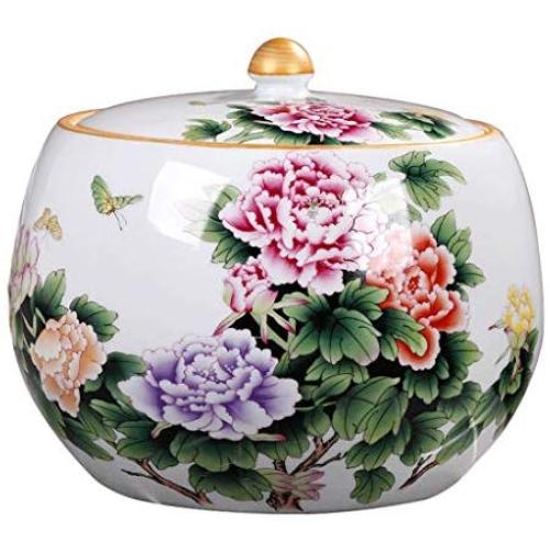 Keramikbehälter für Heimdekoration, Getreidespeicherbehälter, Küchen-Teetopf, dekorative Keramikaccessoires, mit Deckel, dekorative Accessoires (Farbe: Weiß, Größe: 30x30x25cm)