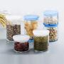 Sealed Glass Storage Jar Food Grains Transparent Bottle Tea Coffee Seal Storage Cans DELICATEWNN (Capacity : Blue 450ml)
