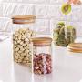 Kitchen Food Storage Jar Airtight Food Storage Kitchen Glass Jar Moisture-Proof Home Multi-Purpose Jam Bottle Cruet Creative Bamboo Cover Glass Moisture-Proof Sealing Pot