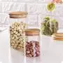 Kitchen Food Storage Jar Airtight Food Storage Kitchen Glass Jar Moisture-Proof Home Multi-Purpose Jam Bottle Cruet Creative Bamboo Cover Glass Moisture-Proof Sealing Pot