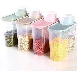 Storage Container With Flip Top Lid,Airtight Food Storage Container Set Double-Grid,Cereal Storage Container Set With With Scale,One Can Dual Purpose,4PCS-1.9L