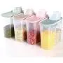 Storage Container With Flip Top Lid,Airtight Food Storage Container Set Double-Grid,Cereal Storage Container Set With With Scale,One Can Dual Purpose,4PCS-1.9L