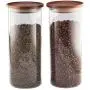 Essos Glass Jars with Wood Lids Set of (2) 54oz Airtight and Stackable Storage Containers for the Kitchen or Pantry Canister holds Food Cookies Coffee Pasta