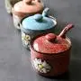 Japanese Retro Flower Pattern Sugar Bowl Sugar Dispenser Salt Pepper Storage Jar Pot Container Seasoning Pot Holder with Lid and Spoon for Home Kitchen,5.4 Oz, Green Japanese Retro Flower Pattern Sugar Bowl Sugar Dispenser Salt Pepper Storage Jar Pot Container Seasoning Pot Holder with Lid and Spoon for Home Kitchen,5.4 Oz, Green