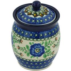 Polish Pottery Jar with Lid 5-inch Cobalt Poppies UNIKAT