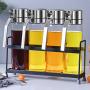 Kitchen Seasoning Box Set, Household Salt Cans Oil Pot Msg Storage Box With Storage Rack Clear Glass Spice Jars-b