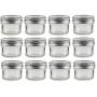 Nakpunar 12 pcs, 4 oz Glass Mason Jars with One Piece Silver Plastisol Lined Lids (4 oz, 12 pcs, Silver)