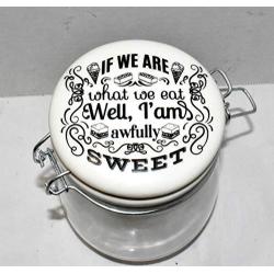 25 Home Decor New 25oz IF WE are What WE EAT IM Awfully Sweet Air Tight Ceramic Hinged Lid & Glass Canister Storage Jar