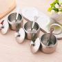 Stainless Steel Spice Jars Storage Containers Set Stainless Steel Pepper Spice Box with Lid Spoon Tray for Kitchen