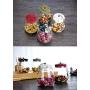 Glass sugar bowl with Lids,Condiment Jar Spice Container, Cork and Cloth Cover,20oz 600ML (Red)