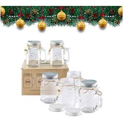 Smiths Mason Jars 6 x 16oz (pint jars) Mason Jar Mugs with screw top lids with rubber seal, making air tight drinking glasses ideal for making overnight oats. With gift and present tags