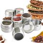 12 Magnetic Spice Tins,Stainless Steel Spice Jar Containers With Wall Mounted Spice Jars Organizer,New Magnetic Spice Jar,Includes 120 Labelling Stickers.