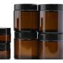 Combo Pack of 1, 2 & 4-Ounce Amber Glass Straight Sided Jars (4 Each / 12 Total); Great Containers for Cosmetics, Lotions, Body Scrubs & Balms