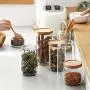 4er Glasbehälter mit Deckeln, HOMELUNY Glas Aufbewahrungsbehälter, Getreidebehälter, Aufbewahrungsbehälter für Süßigkeiten, Kekse, Reis, Zucker, Mehl, Snacks, um Lebensmittel trocken und frisch zu halten