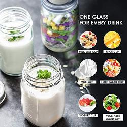 Mason Jars 6 PCS 16 oz Glass Jars with Lids & Straws Send 3 Non-Pores Covers Kitchen Glass Jars Mugs Masthome