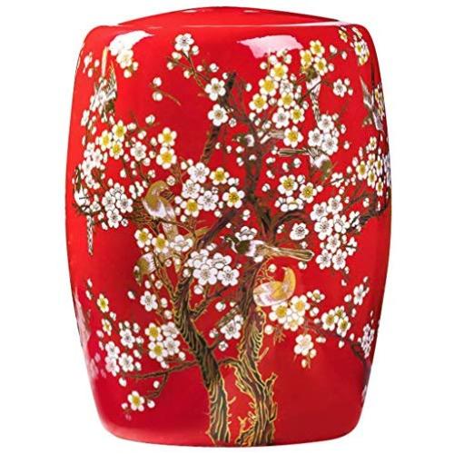 Großes Lebensmittel-Behälter-Haushaltsreis-Korb, Küchen-Reis-Aufbewahrungsbox, 5kg Fassungsvermögen, Keramik-Reis-Behälter mit Deckel, Weihnachtsgeschenk (Farbe: Rot, Größe: 33,5 x 24 cm)