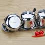 Stainless Steel Spice Container, Household Condiment Jar Set Kitchen Spice Storage Canister With Serving Spoons And Non-slip Base -3pcs