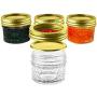 Mason Jars with Glass Lids 4 oz - Nellam Small Canning Jelly Jar Wide Mouth in Quilted Crystal for Airtight Kitchen Storage, Baby Food, Party Favors - Freezer & Microwave Safe - Set of 24, Gold