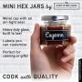 Mini Hexagon Glass Jars - 1.5 oz Set of 24 Glass Jars with Silver Caps with Chalkboard Labels and Marker - Perfect for Spices, Honey, Canning, Gifts and Crafts