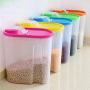 Kitchen Food Storage Jar Airtight Food Storage Kitchen glass jar moisture-proof home multi-purpose jam bottle cruet Grain storage tank transparent sealed plastic jar (Color : Green 1.8l)