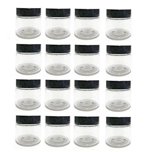 Nakpunar 1 oz Klare Kunststoffbehälter - 16 Behälter mit schwarzen Deckeln