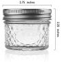 Mason Jars with Glass Lids 4 oz - Nellam Small Canning Jelly Jar Wide Mouth in Quilted Crystal for Airtight Kitchen Storage, Baby Food, Party Favors - Freezer & Microwave Safe - Set of 24, Silver