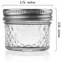 Nellam Quilted Glass Jars with Lids - 4 OZ Wide Mouth Crystal Jelly Glasses, Set of 24 Silver, for Canning, Preserving Food - each Mini Mason Jar is Freezer, Microwave, and Oven Proof