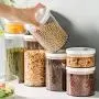 Contenant hermétique pour aliments avec bouchon rond, boîtes d'emballage pour céréales empilables, réservoirs de stockage pour multi-grains, fruits secs, thé, etc. Économise de l'espace, durable, rose - 600ml Contenant hermétique pour aliments avec bouchon rond, boîtes d'emballage pour céréales empilables, réservoirs de stockage pour multi-grains, fruits secs, thé, etc. Économise de l'espace, durable, rose - 600ml
