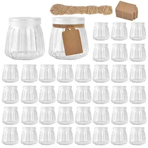 Betrome 4 OZ Glasbehälter, Kleine Glas-Pudding-/Joghurtbehälter für Marmelade, Mousse, Joghurt, Hochzeitsschätze, Brautschätze, Babybrei (40er Pack)