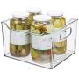 mDesign Plastic Kitchen Pantry Cabinet, Refrigerator or Freezer Food Storage Bin Box - Deep Container with Handles - Organizer for Fruit, Vegetables, Yogurt, Snacks, Pasta 10" Long, 8 Pack - Clear