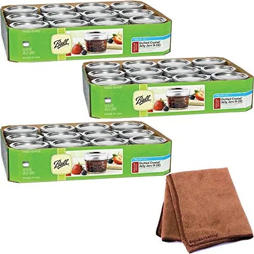 Bouteilles en Cristal Quilted de 120 ml avec Couvercles et Anneaux, Jeu de 3 (Total 36 Bouteilles) avec Chiffon Nettoyant
