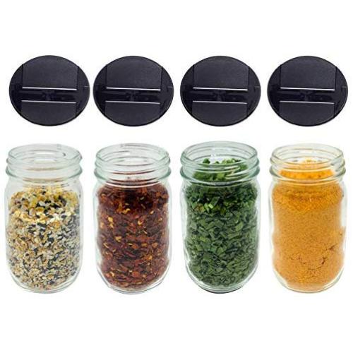 Jarming Collections Glass Spice Jars/Bottles -Mini Mason Spice Jars 4 oz. Empty Spice Containers with Pour/Sift Course Shaker Lids Complete Set with Chalk Spice Labels for Herbs and Spices