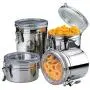 Storage Sealed Cans, Stainless Steel Food Storage Containers, Vacuum Sealed Container With Cantilever Lid, Leakproof Food Jar Canisters Tanks for Outdoor Meals, Lunch, Yogurt, Snacks, Coffee Beans