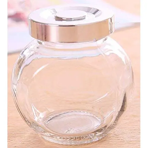 Sweet Spring Water 15.2 oz Food Storage Canister Clear Glass Jar with Airtight Lids for Jam, Honey, Foods, Canning, Spices, Set of 2