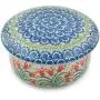 Polish Pottery Jar with Lid 5-inch Sprouting Tulips made by Ceramika Artystyczna