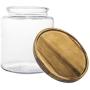 Anchor Hocking (2 Pack) 96oz Clear Glass Storage Jars With Wood Lids Decorative Kitchen or Craft Jar Set