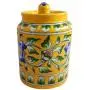 Pot Jar en Céramique Artisanale 500 ml – Art Céramique Bleu – Contenant Décoratif Jaune pour Cuisine, Idéal pour Stocker Noix/Snacks/Épices/Cornichons/Desserts Pot Jar en Céramique Artisanale 500 ml – Art Céramique Bleu – Contenant Décoratif Jaune pour Cuisine, Idéal pour Stocker Noix/Snacks/Épices/Cornichons/Desserts