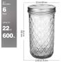 Wide Mouth Mason Jars 22 oz, VERONES 22 OZ Mason Jars Canning Jars Jelly Jars With Wide Mouth Lids, Ideal for Jam, Honey, Wedding Favors, Shower Favors, Baby Foods, 6 PACK,EXTRA 6 Lids with Straw Hole
