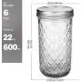 Breite-Mund-Weichglaskannen, 22 oz, VERONES 22 OZ Weichglaskannen Konservierungsgläser, Gelee-Gläser mit breitem Mund und Deckeln, ideal für Marmelade, Honig, Hochzeitssüßigkeiten, Babyparty-Süßigkeiten, Babynahrung, 6er Pack, EXTRA 6 Deckel mit Strohlöch
