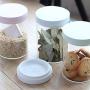 Daycount Food Storage Glass Jar No Lead Kitchen Storage Bottles Sealed Cans with Cover Large Capacity Candy Glass Jars Tea Box (Pink)