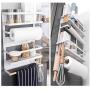 Kitchen Rack - Magnetic Fridge Organizer - 18.1x11.8x4.4 INCH - Paper Towel Holder, Rustproof Spice Jars Rack, Plastic Wrap holder, Refrigerator Shelf Storage Including 5 Removable Hook- 201 (White)