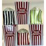Popcorn University Ceramic Popcorn Container with Lid - Decorative Cookie Jar for Kitchen Counter Food Storage, Table Centerpiece, Vase & More - Red Striped Home Movie Theater Room Décor, 13&quotx4.5&quotx8"