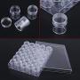 Small Clear Container Jars, 30pcs Clear Plastic Jewelry Bead Storage Transparent Small Round Container Jars with Rectangle Box