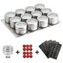 12 Magnetic Spice Tins,Stainless Steel Spice Jar Containers With Wall Mounted Spice Jars Organizer,New Magnetic Spice Jar,Includes 120 Labelling Stickers.