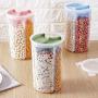 HOMELUNY Set of 4 Food Airtight Jars Clear Plastic with Lids Kitchen Cereal Containers for Storage for Candy, Cookie, Rice, Sugar,Flour,Snacks Keeping Food Dry & Fresh Pink